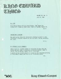 King Edward Times Volume 7, Number 17, July 31, 1981