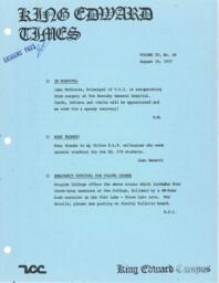 King Edward Times Volume 4, Number 20, August 19, 1977