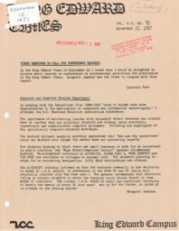 King Edward Times Volume 14, Number 32, November 12, 1987