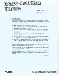 King Edward Times Volume 5, Number 17, July 28, 1978