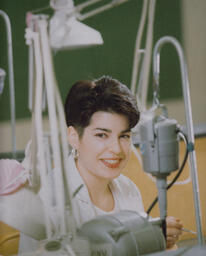 Student with equipment