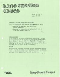 King Edward Times Volume 7, Number 19, August 21, 1981