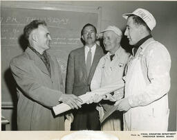 Plastering students and instructors, ca. 1955