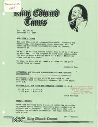 King Edward Times Volume 20, Number 87, December 14, 1989