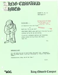 King Edward Times Volume 12, Number 19, August 7, 1986