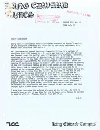 King Edward Times Volume 12, Number 18, July 31, 1986