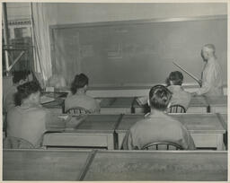 Plumbing students in a classroom, ca. 1949