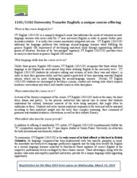 1101/1102 University Transfer English: a unique course offering