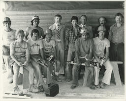 Group photo of construction students, ca. 1980