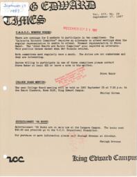 King Edward Times Volume 14, Number 24, September 17, 1987