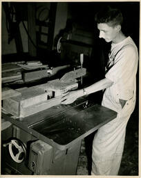 Student at woodworking table, ca. 1950