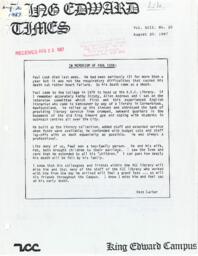 King Edward Times Volume 13, Number 20, August 20, 1987
