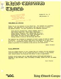 King Edward Times Volume 12, Number 33, November 13, 1986