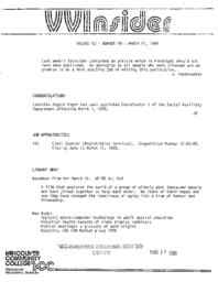 VVInsider Volume 3, Number 9, March 7, 1985