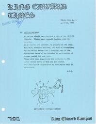King Edward Times Volume 3, Number 4, April 22, 1977