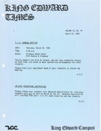 King Edward Times Volume 9, Number 45, March 22, 1984