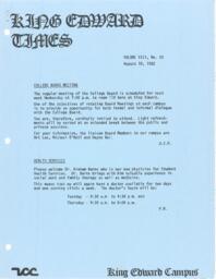King Edward Times Volume 8, Number 20, August 19, 1982
