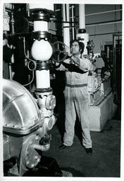 Engineering student at a machine
