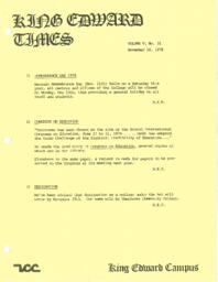 King Edward Times Volume 5, Number 31, November 10, 1978