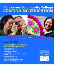 2003 Winter VCC Continuing Education Calendar