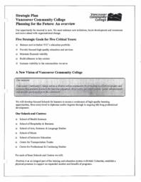 Planning for the Future: VCC Strategic Plan 2002
