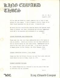 King Edward Times Volume 1, Number 2, August 8, 1975
