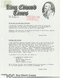 King Edward Times Volume 20, Number 76, September 28, 1989
