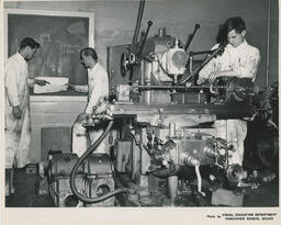 Students in machine shop classroom, ca. 1967