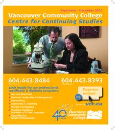 2005 Fall VCC Centre for Continuing Studies Calendar