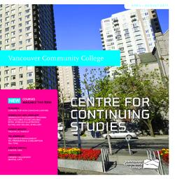 2011 Spring VCC Centre for Continuing Studies Calendar