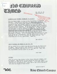 King Edward Times Volume 16, Number 26, October 5, 1988