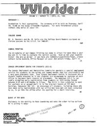 VVInsider Volume 4, Number 10, April 4, 1986