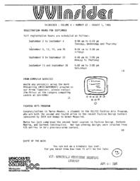 VVInsider Volume 4, Number 22, August 1, 1986