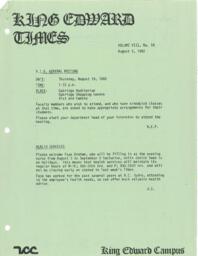 King Edward Times Volume 8, Number 18, August 5, 1982