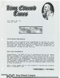King Edward Times Volume 23, Number 111, July 4, 1990
