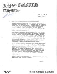 King Edward Times Volume 2, Number 31, April 9, 1976