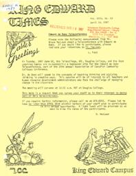 King Edward Times Volume 13, Number 3, April 16, 1987
