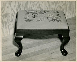Embroidered footstool, ca. 1950