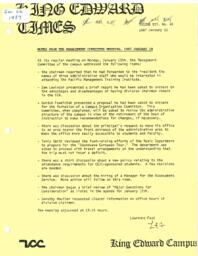 King Edward Times Volume 12, Number 41, January 22, 1987
