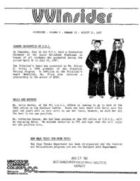 VVInsider Volume 5, Number 19, August 21, 1987