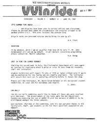 VVInsider Volume 5, Number 14, June 30, 1987