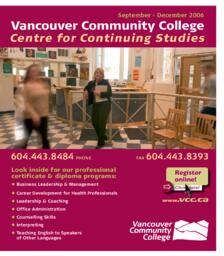 2006 Fall VCC Centre for Continuing Studies Calendar