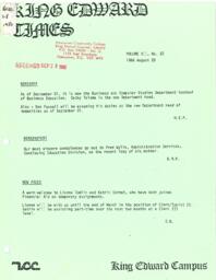 King Edward Times Volume 12, Number 22, August 28, 1986