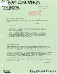 King Edward Times Volume 13, Number 04, April 23, 1987