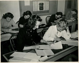 Students working in their notebooks, ca. 1949