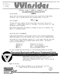 VVInsider Volume 5, Number 2, February 12, 1987