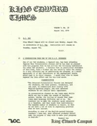 King Edward Times Volume 5, Number 18, August 3, 1979