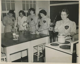 Nursing students in a kitchen classroom