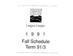 1991 Vancouver Community College Langara Campus Fall Schedule Term 91/3