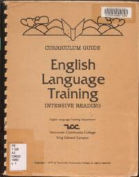 Curriculum guide: English language training intensive reading course